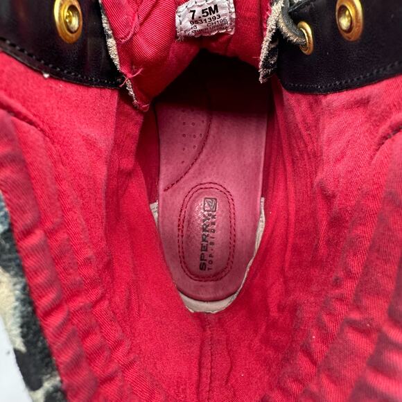 Sperry Hikerfish Leopard Print Black Leather High Top Boots Womens Size 7.5 - Picture 16 of 16